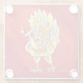 Dessous-de-verre En Verre Noël Du Poulet Sur Rouge (Dos)