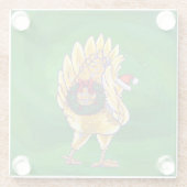 Dessous-de-verre En Verre Noël Du Poulet Sur Vert (Dos)