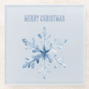 Dessous-de-verre En Verre Noël Flocon de Neige Bleu