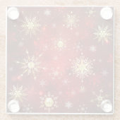 Dessous-de-verre En Verre Noël Golden Snowflakes sur Arrière - plan rouge (Dos)