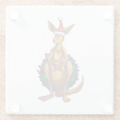Dessous-de-verre En Verre Noël Kangaroo sur le dos vert peint (Dos)