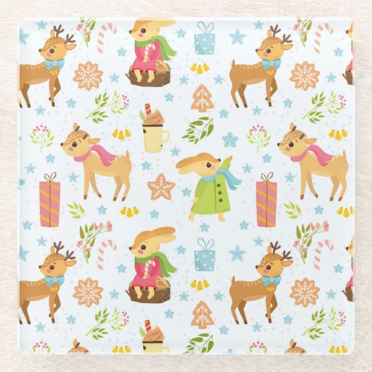 Dessous-de-verre En Verre Noël mignon (Devant)