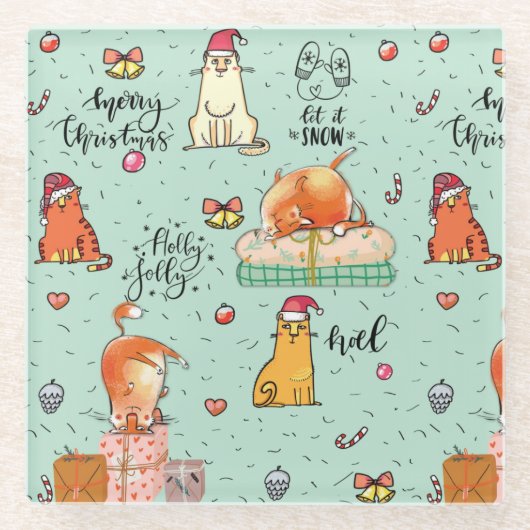 Dessous-de-verre En Verre Noël mignon (Devant)