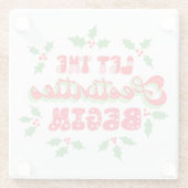 Dessous-de-verre En Verre Noël Que Les Festivités Commencent Vacances Holly (Dos)