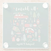 Dessous-de-verre En Verre Noël Rustique personnalisé Camping Lake House (Dos)
