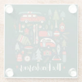 Dessous-de-verre En Verre Noël Rustique personnalisé Camping Lake House (Dos)