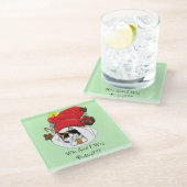 Dessous-de-verre En Verre Noël Stocker mignonne Calico Kitten (Incliné)