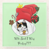 Dessous-de-verre En Verre Noël Stocker mignonne Calico Kitten (Devant)