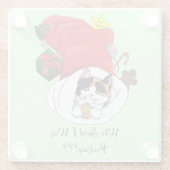 Dessous-de-verre En Verre Noël Stocker mignonne Calico Kitten (Dos)