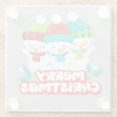 Dessous-de-verre En Verre Noël Trio des motoneiges mignons (Dos)