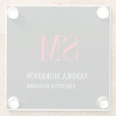 Dessous-de-verre En Verre Noir blanc rouge écriture manuscrite Monogramme mi (Dos)