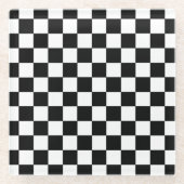 Dessous-de-verre En Verre Noir et blanc Checkered (Devant)
