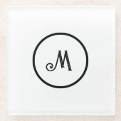 Dessous-de-verre En Verre Noir et blanc initial personnalisé (Devant)