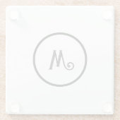 Dessous-de-verre En Verre Noir et blanc initial personnalisé (Dos)