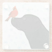 Dessous-de-verre En Verre Noir Labrador Noël et cardinal (Dos)