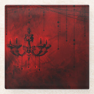 Dessous-de-verre En Verre Noir rouge foncé de vampire rouge sang de lustre