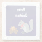 Dessous-de-verre En Verre Noisettes grillées d'écureuils de Noël sur feu de  (Dos)