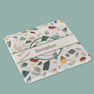 Dessous-de-verre En Verre Nom, Colorful Texté Grande Chip Mosaïque Terrazzo