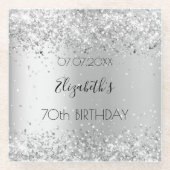 Dessous-de-verre En Verre Nom d'argent élégant anniversaire (Devant)