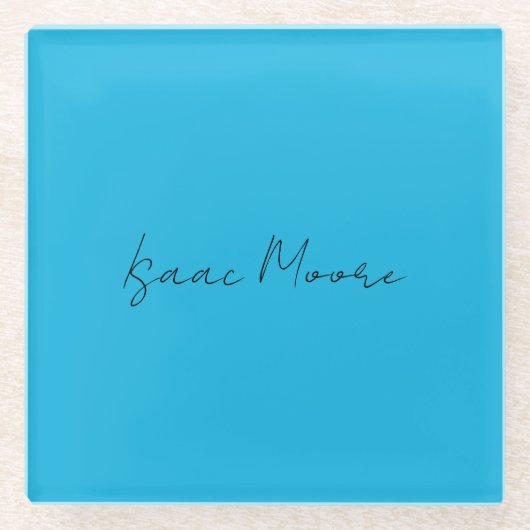 Dessous-de-verre En Verre Nom de calligraphie de script bleu clair élégant (Devant)