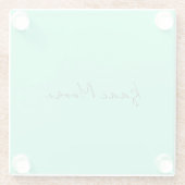 Dessous-de-verre En Verre Nom de calligraphie de script bleu vert élégant (Dos)