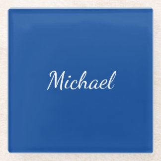Dessous-de-verre En Verre Nom de calligraphie professionnelle unique bleue