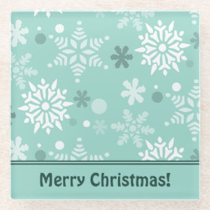 Dessous-de-verre En Verre Nom de la saison de Noël hivernal Turquoise-Bleu