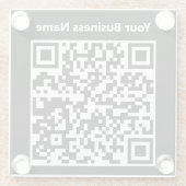 Dessous-de-verre En Verre Nom de l'entreprise plus code QR sur un (Dos)