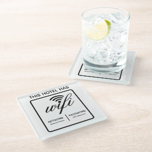 Dessous-de-verre En Verre Nom de l'hôtel de marque personnalisée Mot de pass