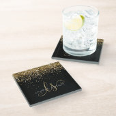 Dessous-de-verre En Verre Nom du monogramme de la Parties scintillant d'or (Incliné)