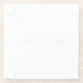 Dessous-de-verre En Verre Nom et monogramme modernes | Vert et blanc (Dos)