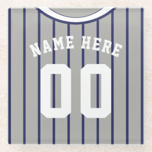 Dessous-de-verre En Verre Nom et numéro Marine Pinstripe Baseball