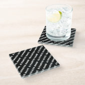 Dessous-de-verre En Verre Nom modifiable répété en gras | Blanc noir simple (Incliné)