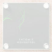 Dessous-de-verre En Verre Nom personnalisé Courbes de vert noir élégant mode (Dos)