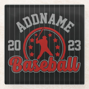 Dessous-de-verre En Verre NOM PERSONNALISÉ Jeu du joueur de l'équipe de base