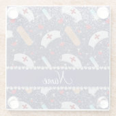 Dessous-de-verre En Verre Nom personnalisé marine bleu parties scintillant i (Dos)