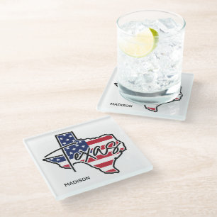 Dessous-de-verre En Verre Nom personnalisé Texas