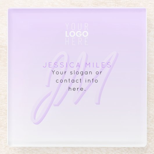 Dessous-de-verre En Verre Nom professionnel et Modèle Slogan | Violet clair (Devant)