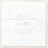 Dessous-de-verre En Verre Nom, Tan et Beige Terrazzo Motif (Dos)