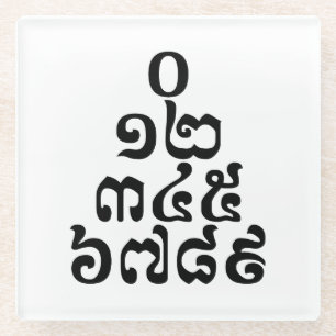 Dessous-de-verre En Verre Nombres cambodgiens Pyramide - 0 12 345 6789 Khmer