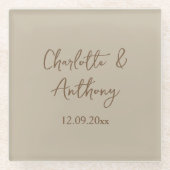 Dessous-de-verre En Verre Noms de calligraphie créative mariage Date (Devant)