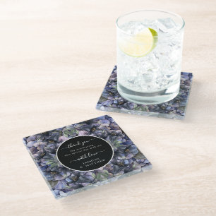 Dessous-de-verre En Verre Noms de Couple Classiques Floraux Noirs Humeur Mar