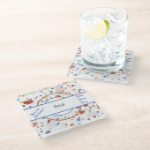 Dessous-de-verre En Verre Noms || Tons et bleus Terrazzo Motif Boss (Incliné)