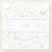 Dessous-de-verre En Verre Noms || Tons et bleus Terrazzo Motif Boss (Dos)