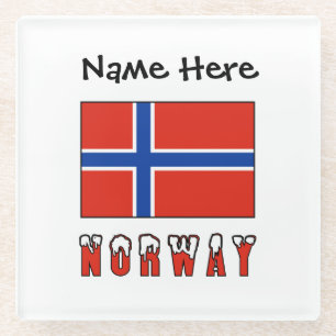 Dessous-de-verre En Verre Norvège et drapeau norvégien personnalisés