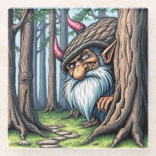 Dessous-de-verre En Verre Nosey Norwegian Troll, Glass Coaster (Devant)