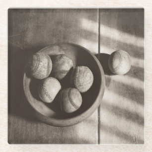 Dessous-de-verre En Verre Nostalgie du baseball - Baseballs