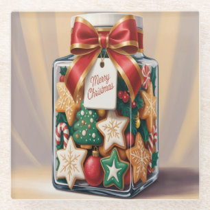 Dessous-de-verre En Verre Nostalgique Noël Cookie Jar Dessous de verre en ve