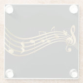 Dessous-de-verre En Verre Notes d'or et de musique noire modernes (Dos)