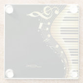 Dessous-de-verre En Verre Notes musicales et clé (Dos)